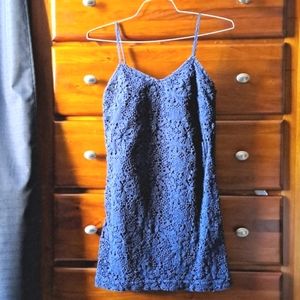 J Crew Sleeveless Dress, Crochet cotton, blue, small